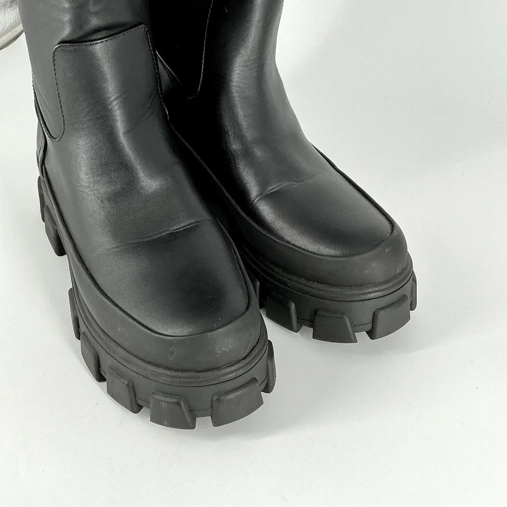 Circus NY Sam Edelman Size 9.5 Black Knee High Lug Sole Platform Boots Dollie